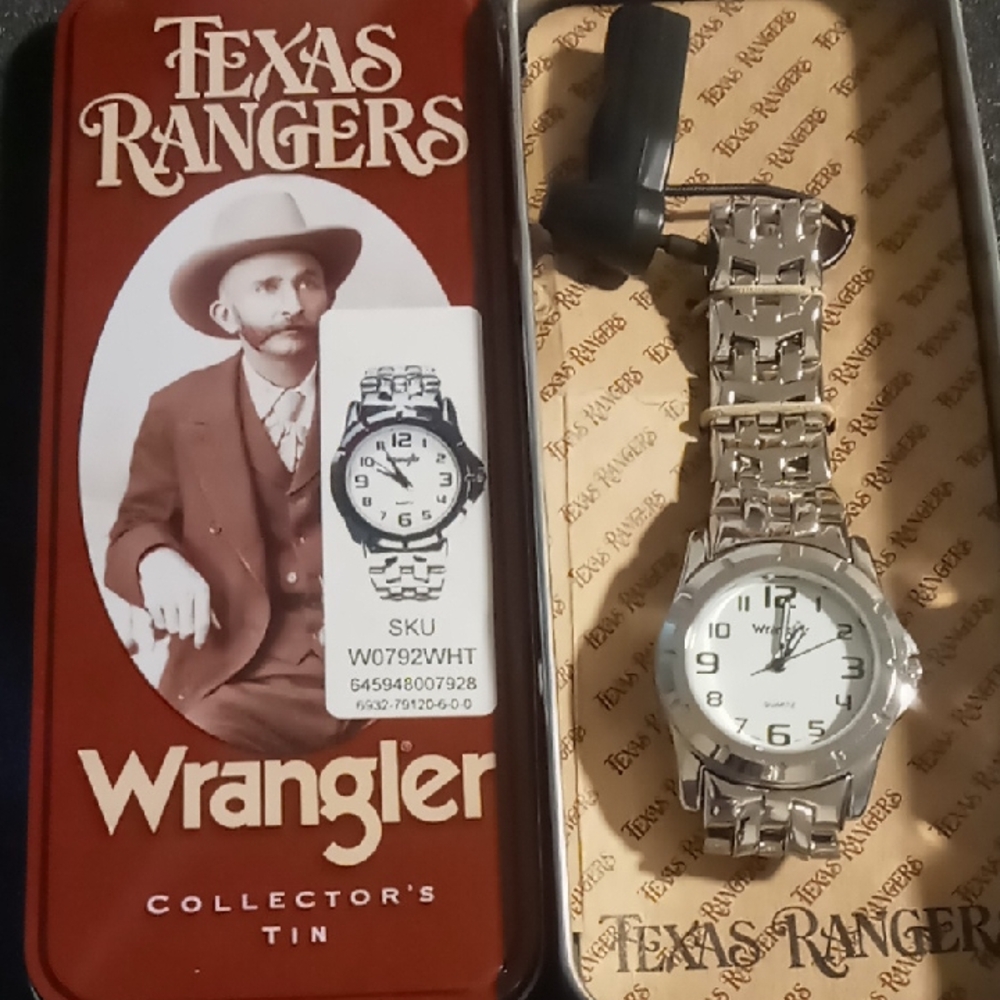 Mens Texas Rangers Wrangler Silver Watch for Men NWT New Battery
